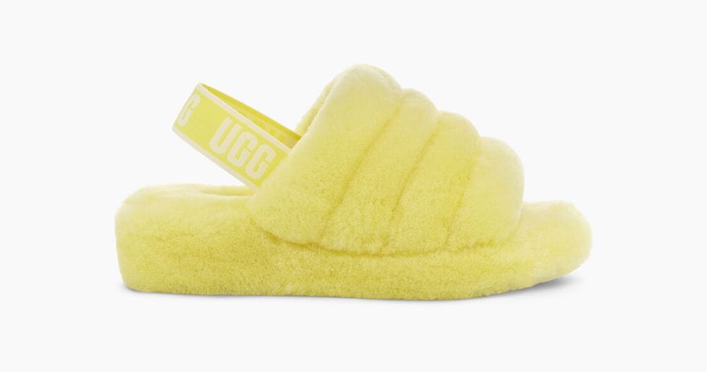 Ugg Fluff Yeah - Womens Slides - Neon Yellow - NZ (3154ADZCE)